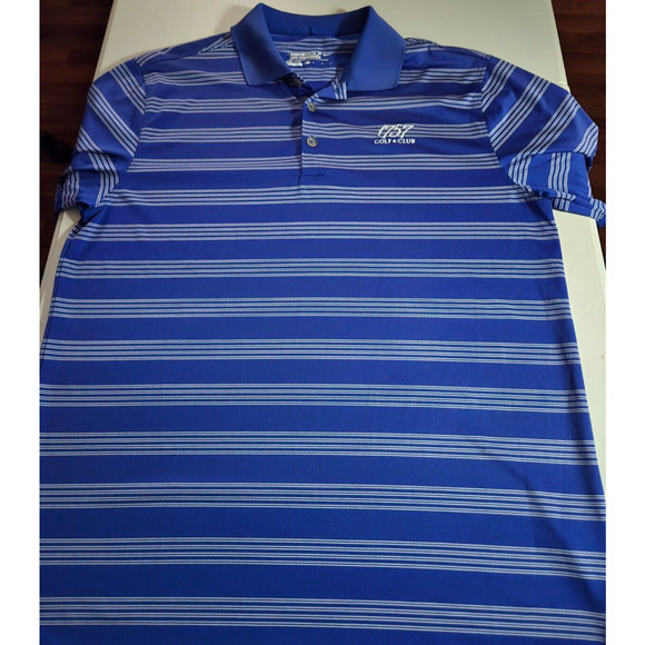 Nike Tour Performance Blue White Striped Golf Polo Men Medium Dri Fit RN 56323 - Picture 1 of 9